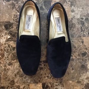 Jimmy Choo Navy Suede Flats